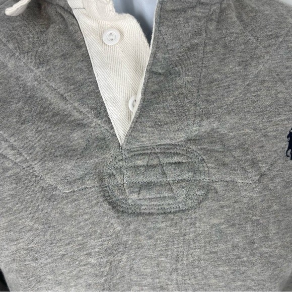 Polo Ralph Lauren Shirt Adult Small Grey White Rugby Custom Fit Padded Collared - Picture 4 of 12